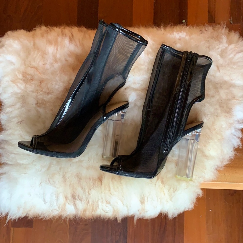 Black, mesh high heels
